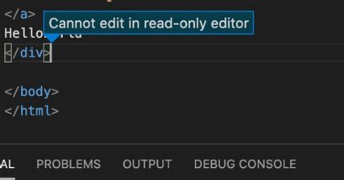 Cannot Edit in Read-Only Editor vs Code