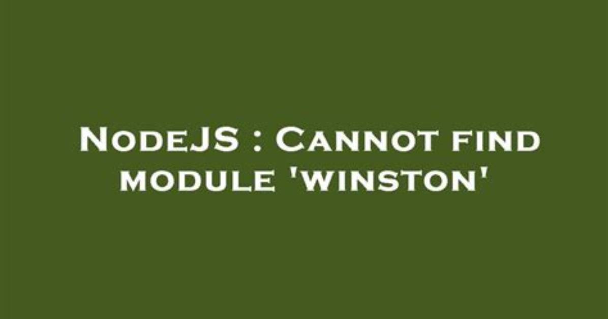 Cannot Find Module 'Winston'