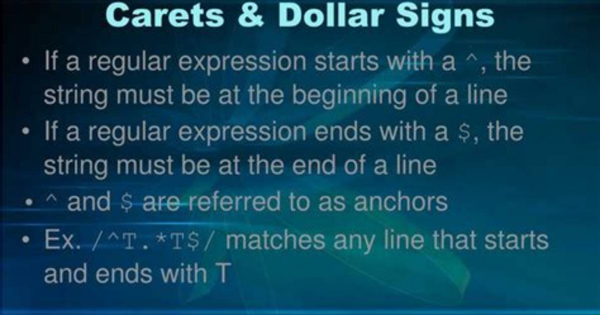 Carets in Regular Expressions