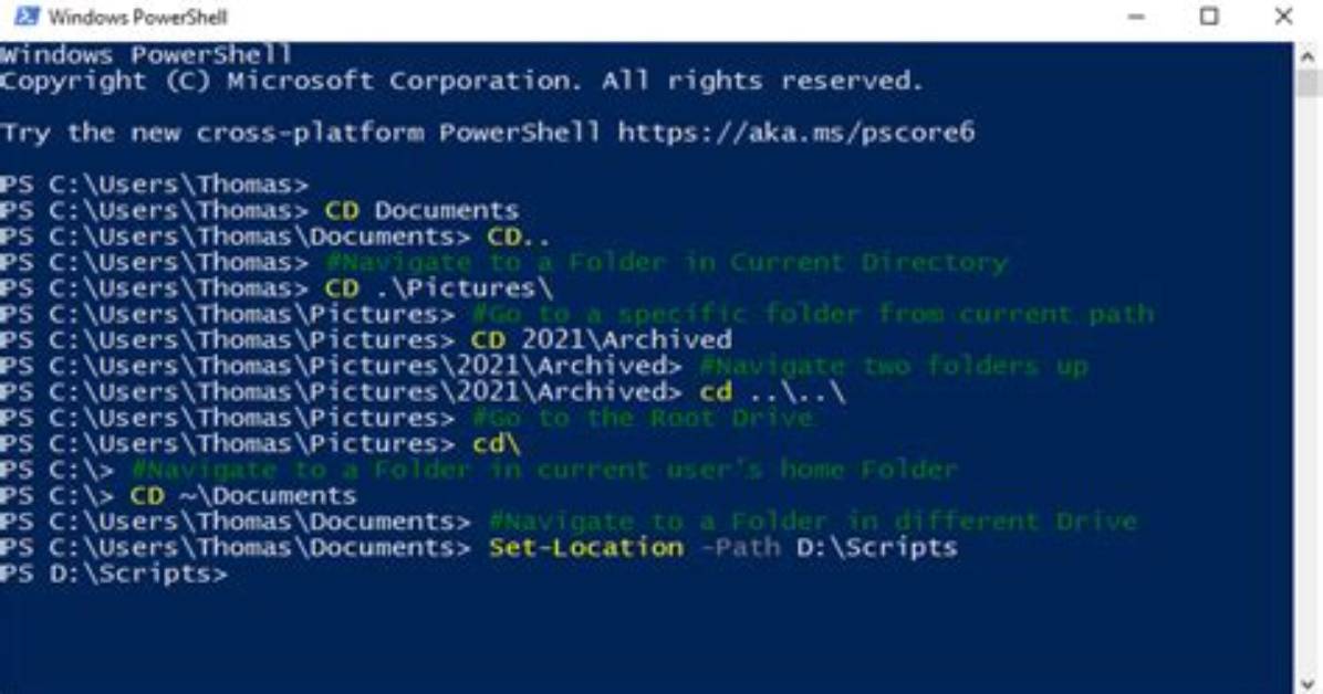 Change Directory in Powershell