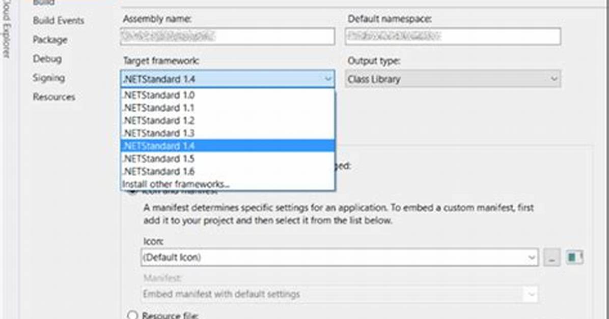 Change Target Framework to ". Net Standard"