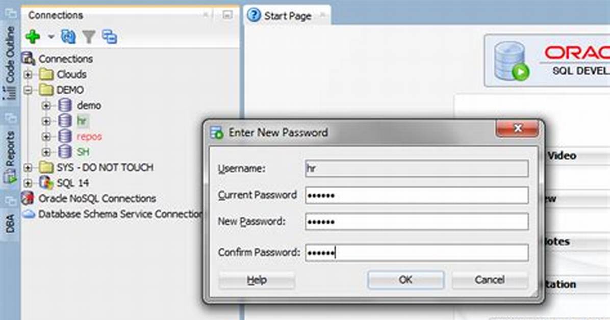 Changing Password with Oracle Sql Developer