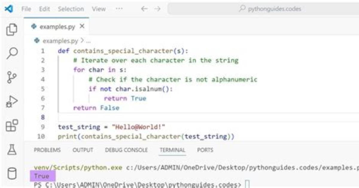 Checking If Any Character in a String Is Alphanumeric
