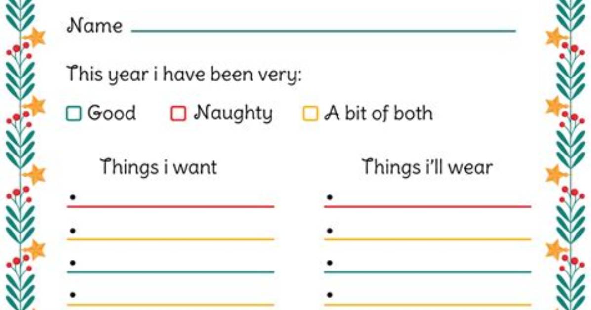 Christmas List Template