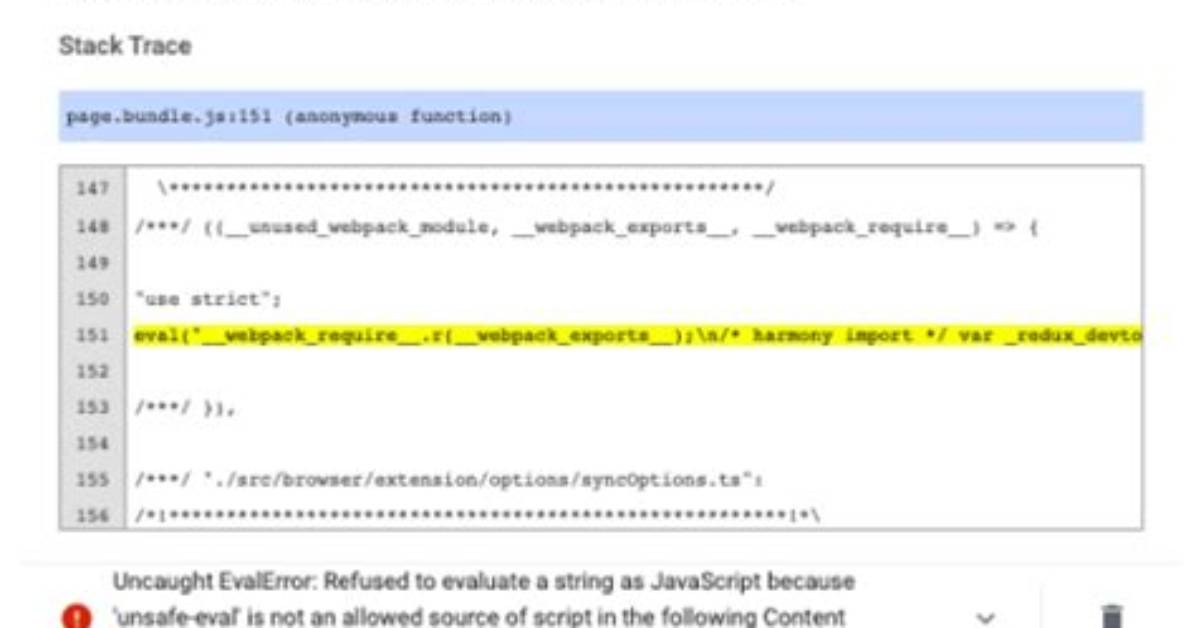 Chrome Extension Compiled by Webpack Throws `Unsafe-Eval` Error