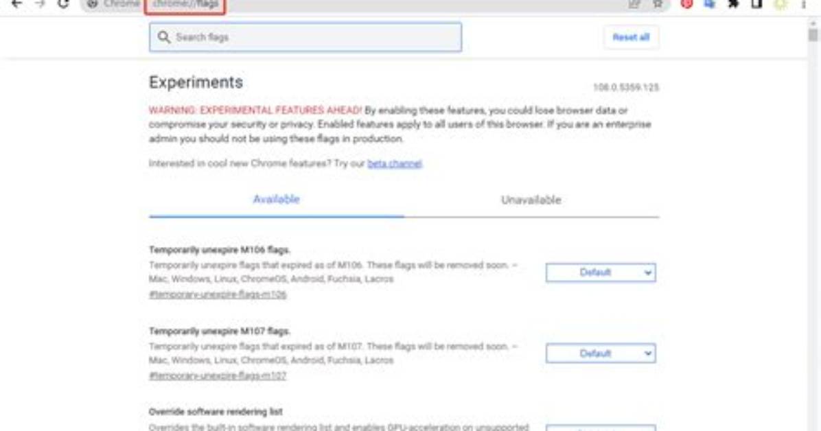 Chrome Flags Support with Javascript Testing