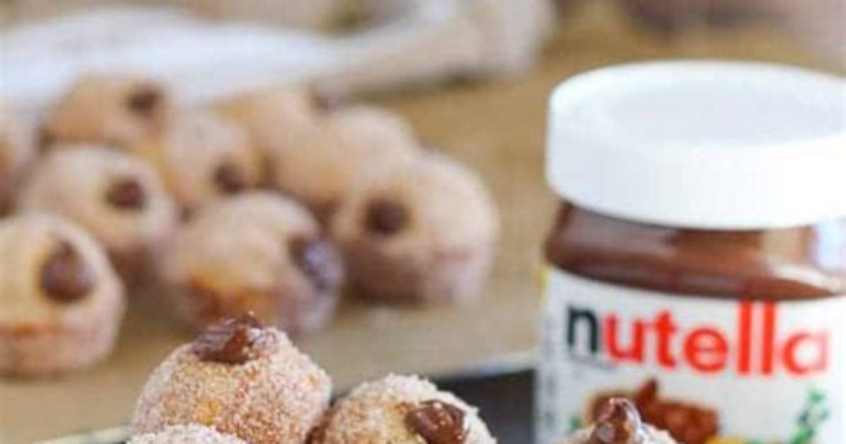Cinnamon Sugar Donut Holes Filled with Nutella