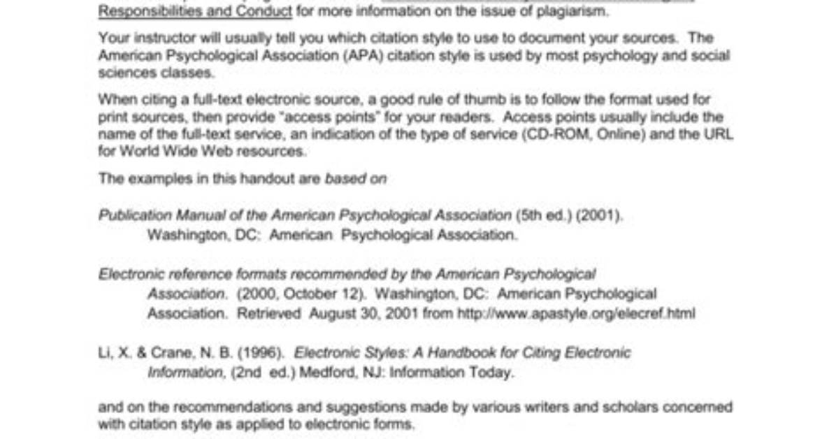Citing Electronic Resources
