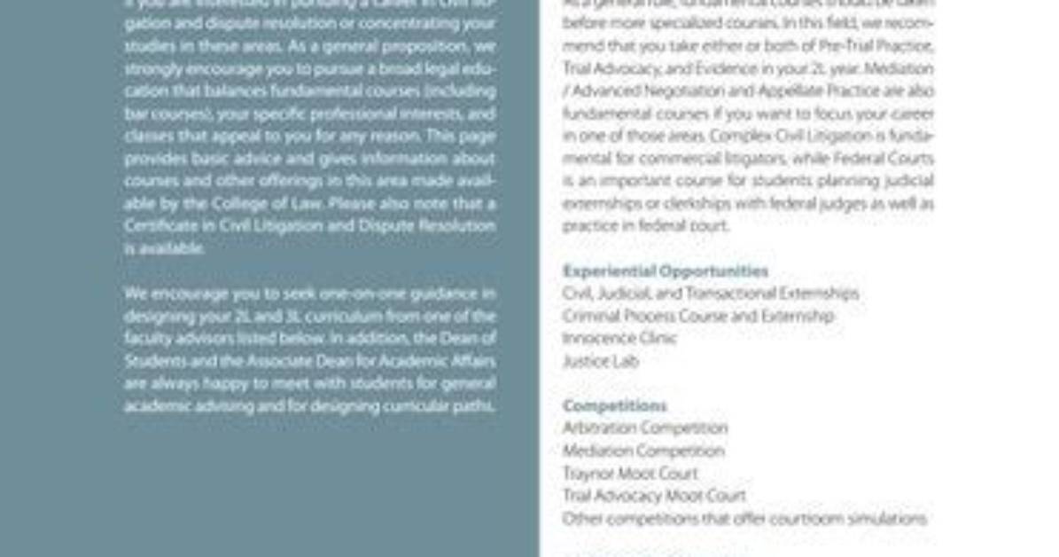 Civil Litigation Curriculum - School of Law