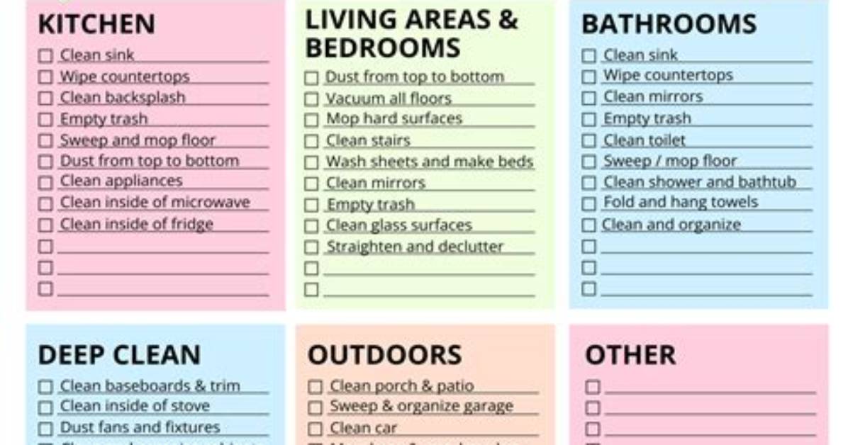 Cleaning Schedule | Cleaning Checklist