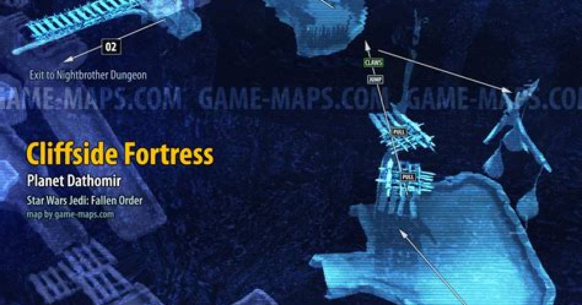 Cliffside Fortress Map, Dathomir for Star Wars Jedi Fallen Order