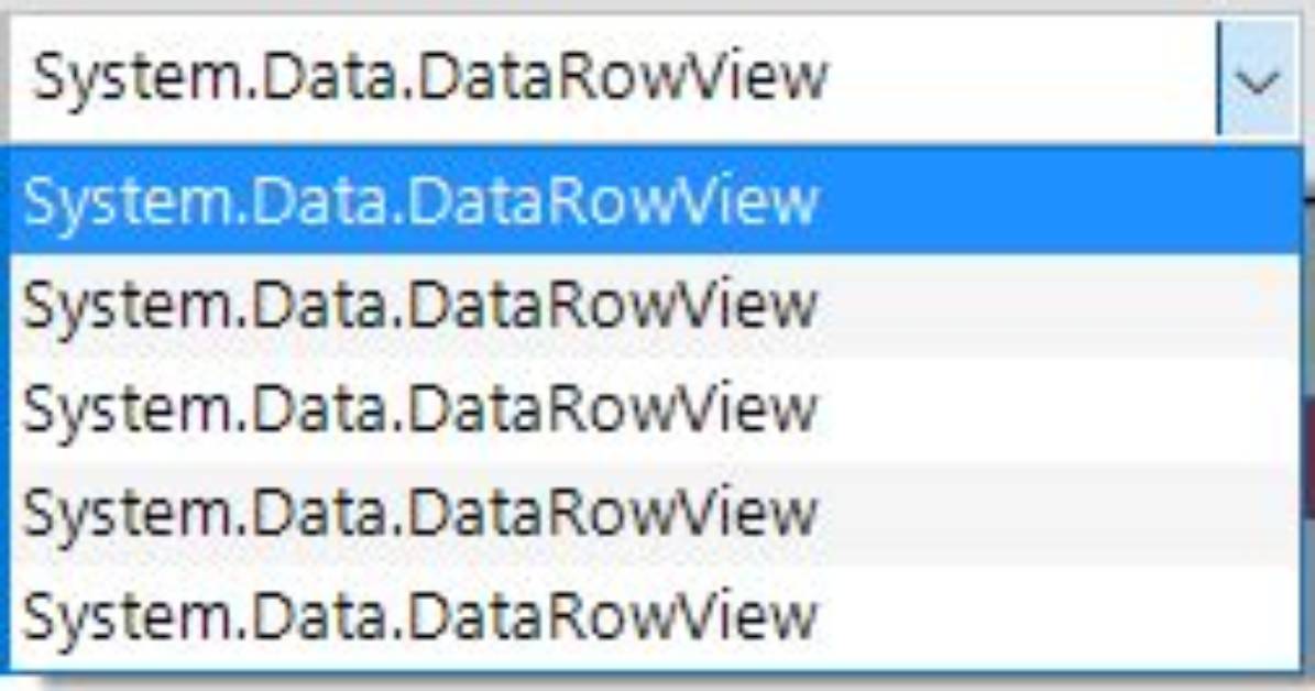 Combobox Databinding Showing System. Data. Datarowview
