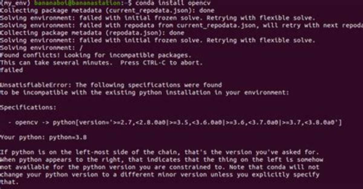 Conda Returns 'Solving Environment: Failed'