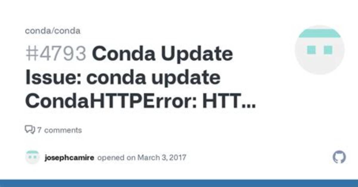 Conda Update Condahttperror: Http None