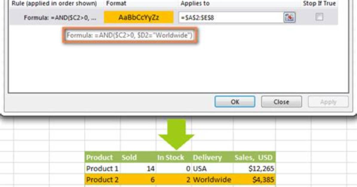Conditional Formatting in Excel with Formula Current Cell
