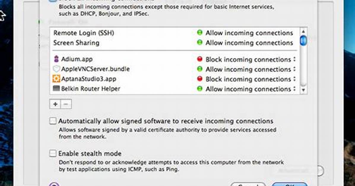 Configure Osx Firewall to Allow Ssh Server?