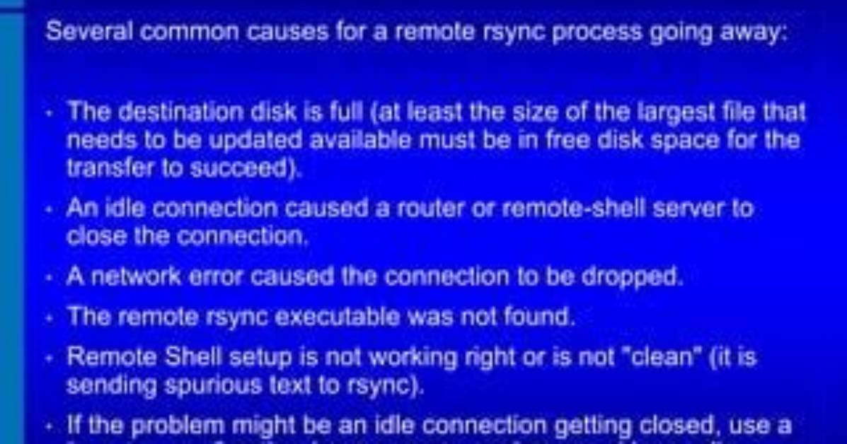 Connection Timeout with Rsync