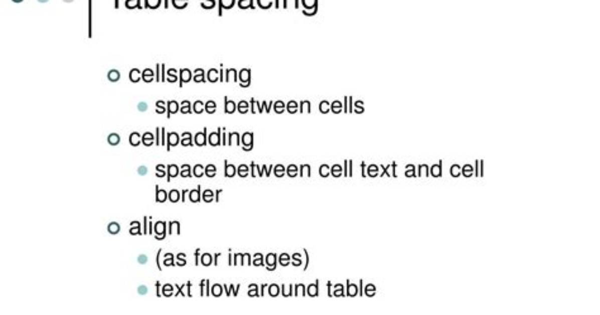 Controlling Spacing Between Table Cells