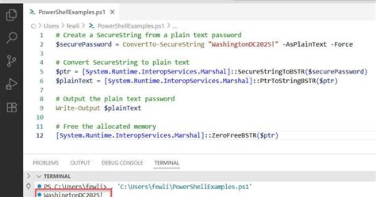 Convert a Secure String to Plain Text
