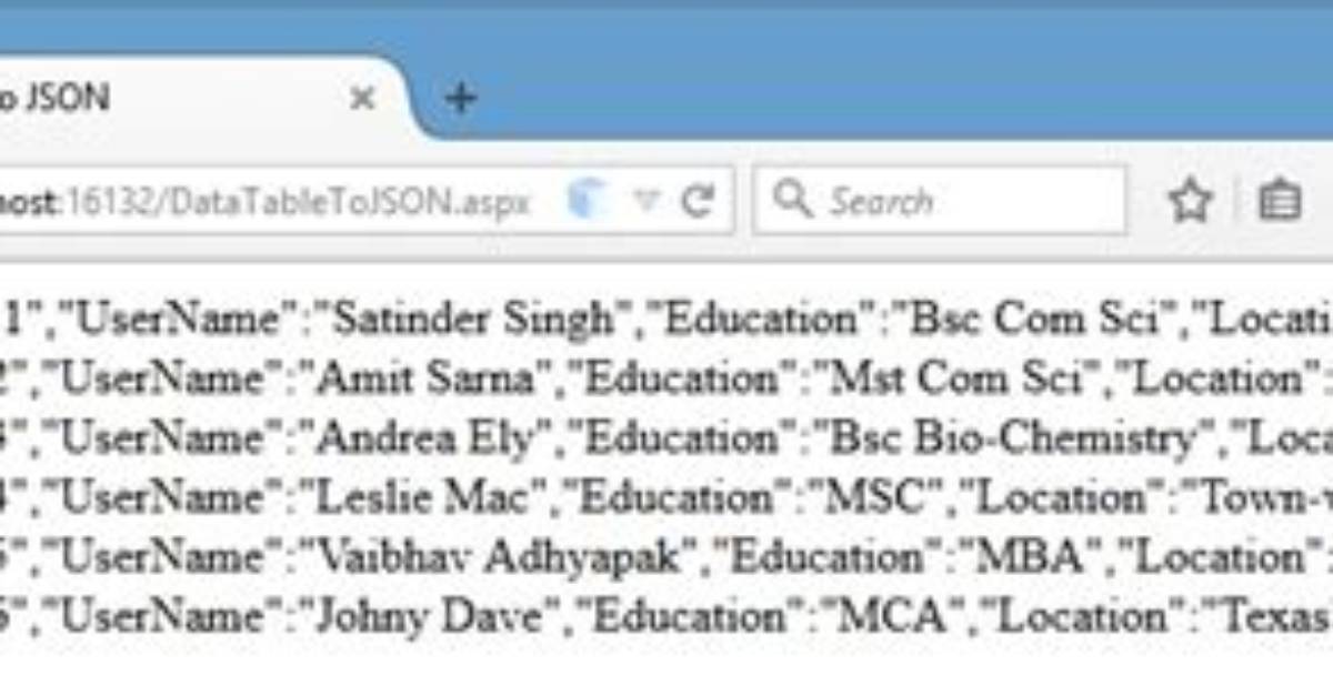 Convert Json to Datatable