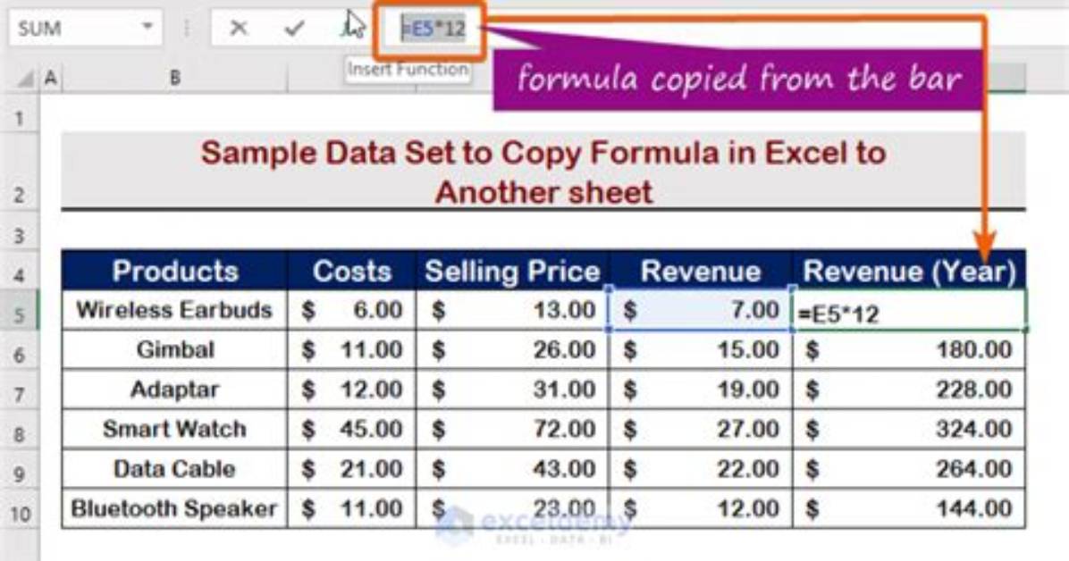 Copy Formula in Another Sheet