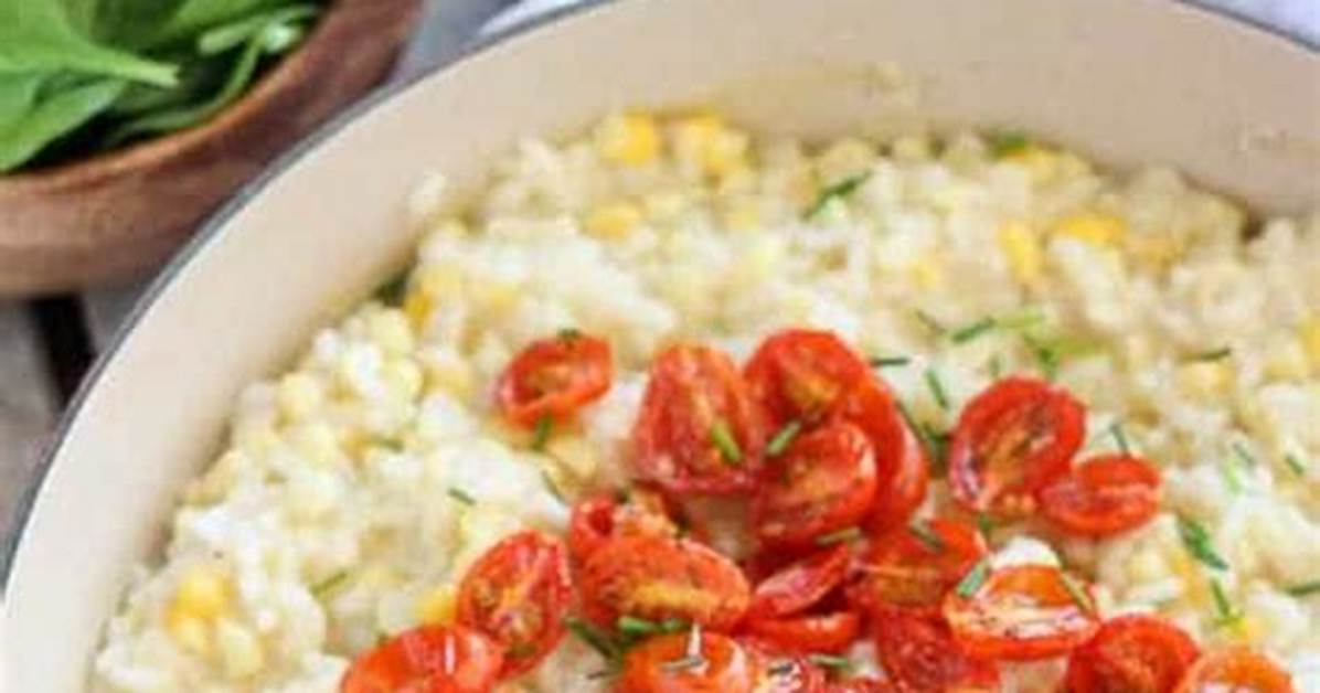 Corn Risotto with Roasted Tomatoes