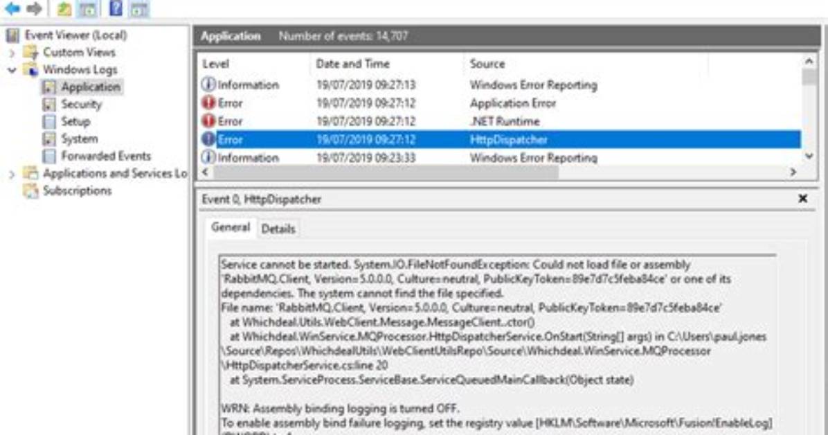 Could Not Start Windows Service, Error 1064