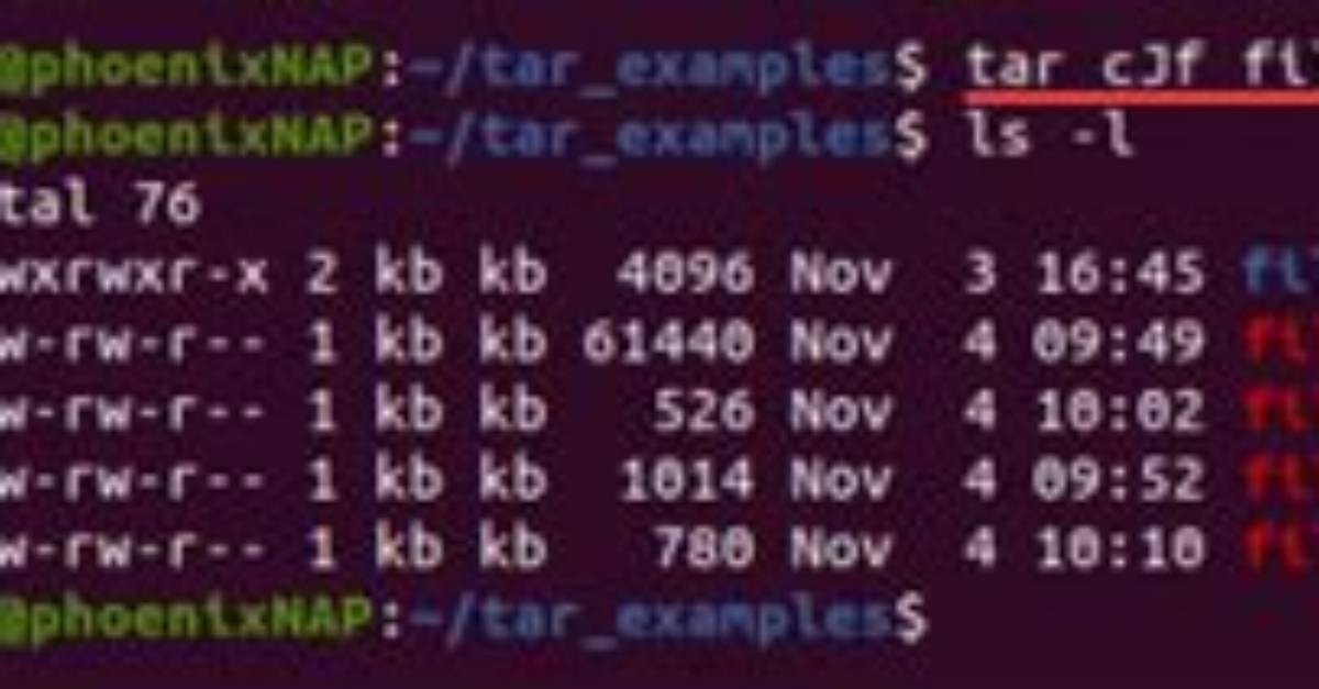 Create a Tar. Xz in One Command