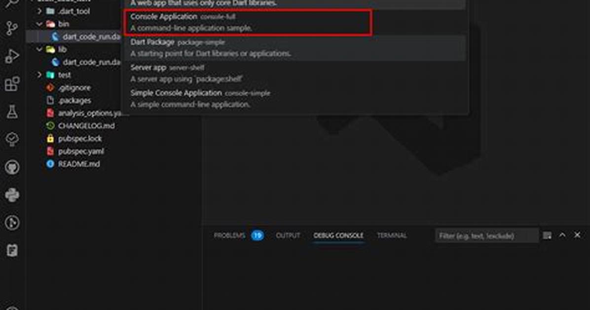 Create and Run Dart Console Application Using Vscode?