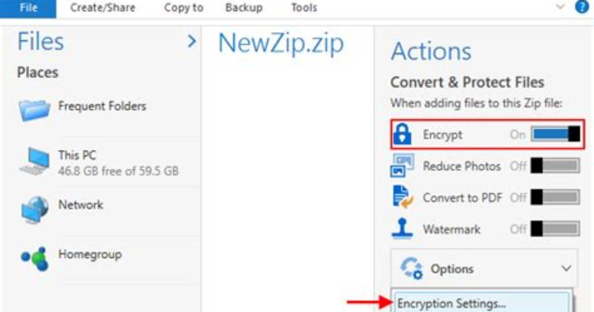Create Encrypted (Password Protected) Zip File