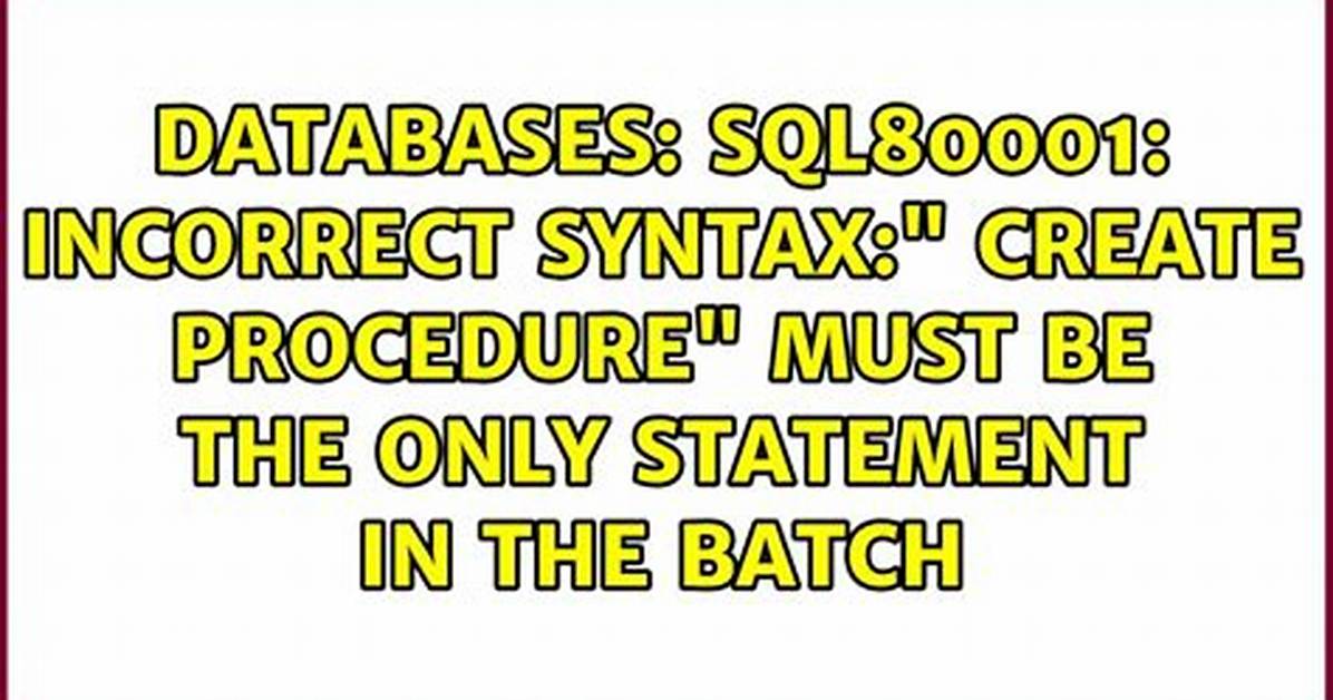 Create Function Must Be the Only Statement in the Batch