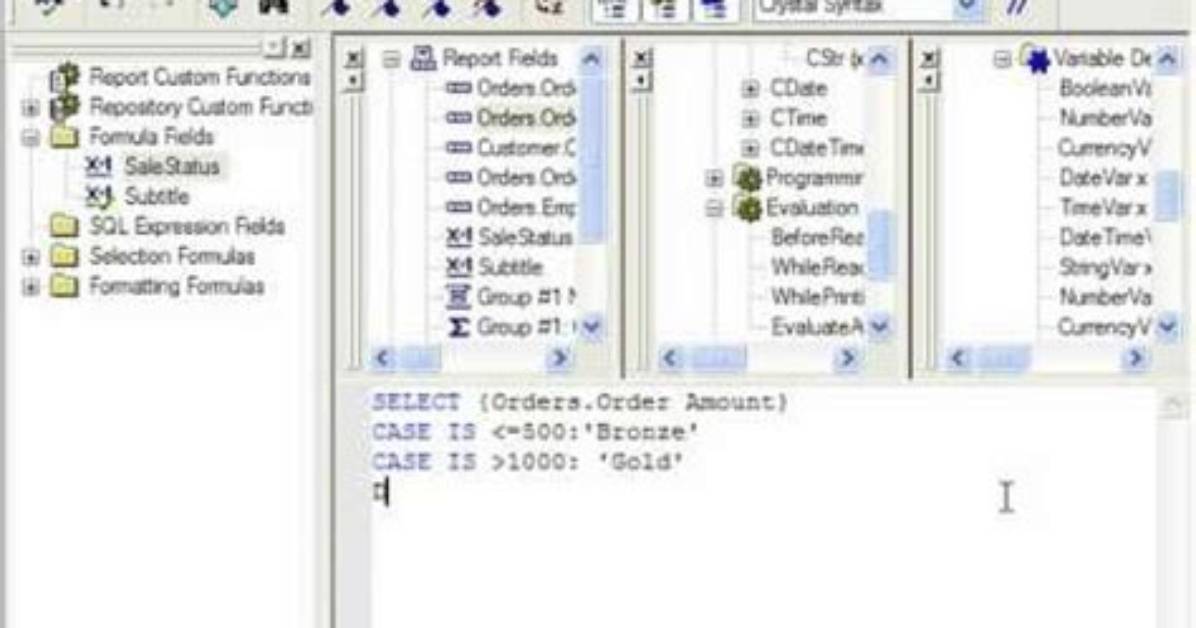 Crystal Reports Else If Statement