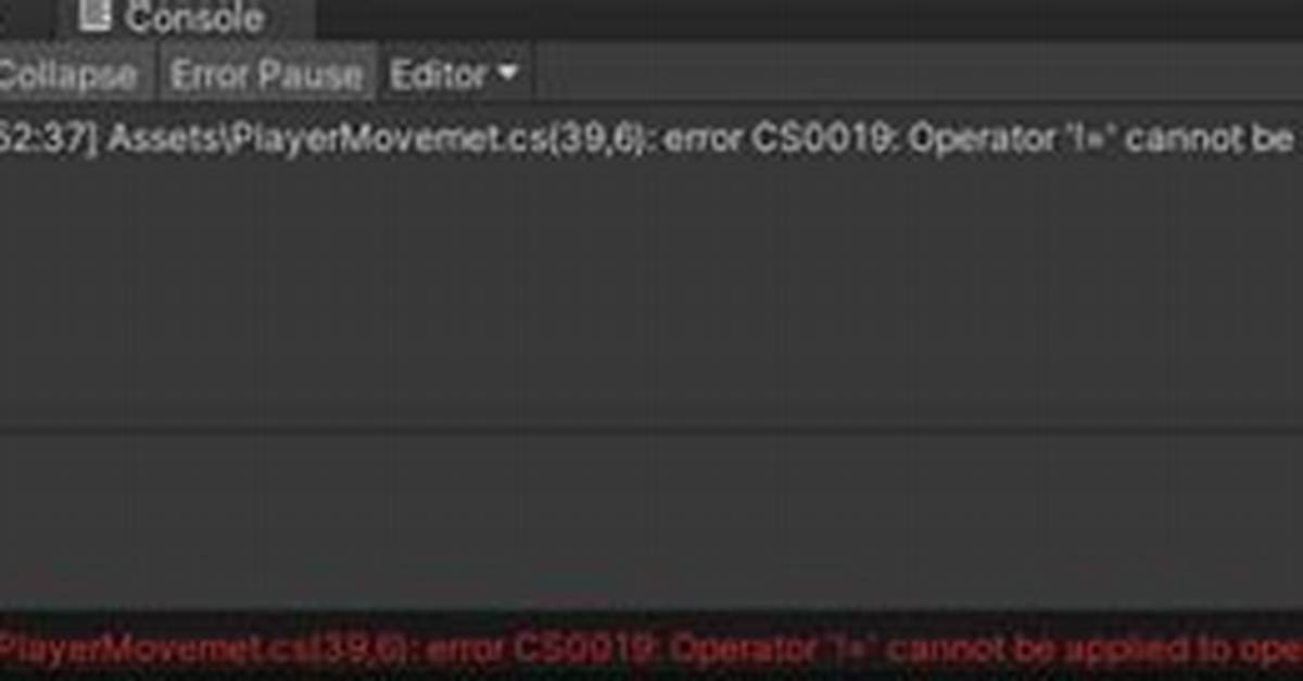 Cs0019 Operator Cannot Be Applied to Operands of Type 'Bool' and 'Int'