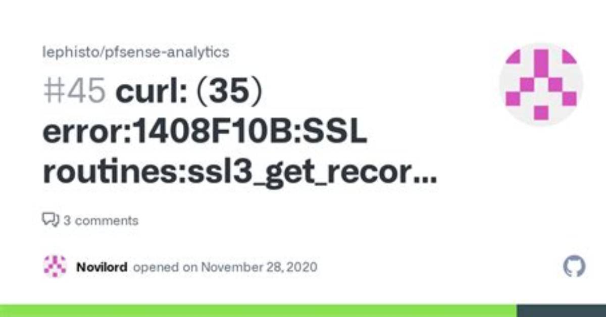 Curl: (35) Error:1408F10B: Ssl Routines: Ssl3_Get_Record: Wrong Version Number