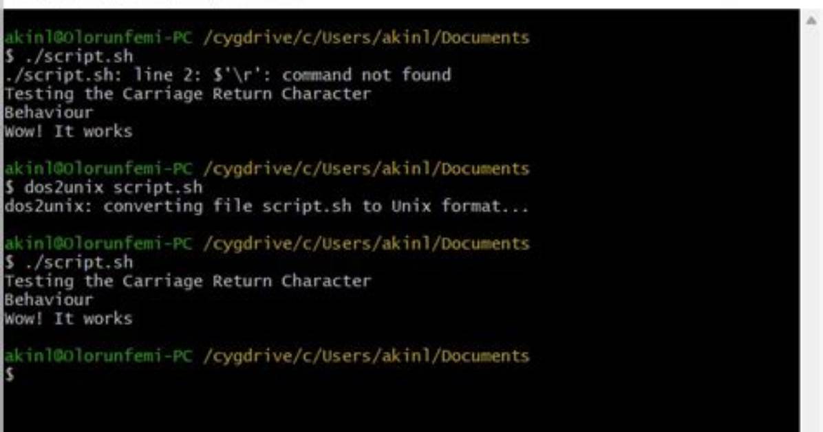 Cygwin Dos2Unix Command Not Found