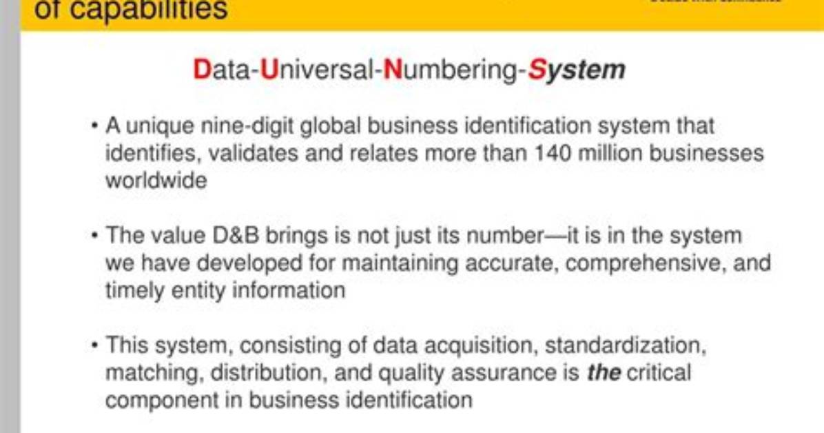 Data Universal Numbering System +4 (Duns+4)