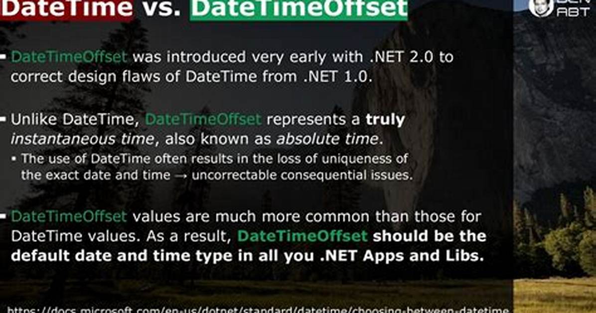 Datetime vs Datetimeoffset