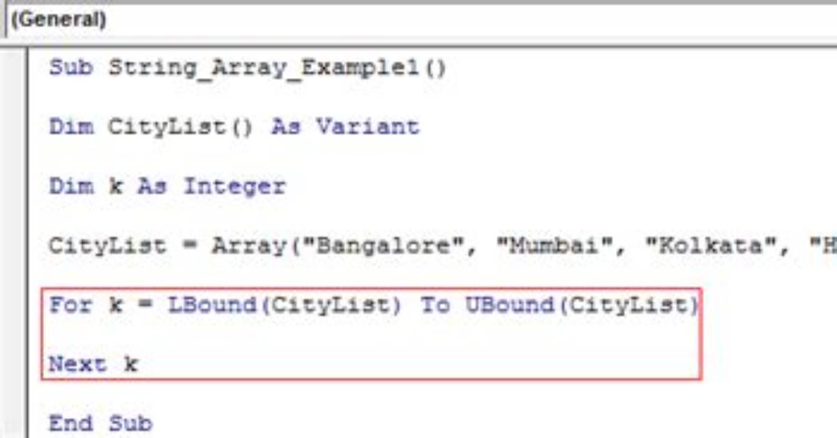 Declare and Initialize String Array in Vba