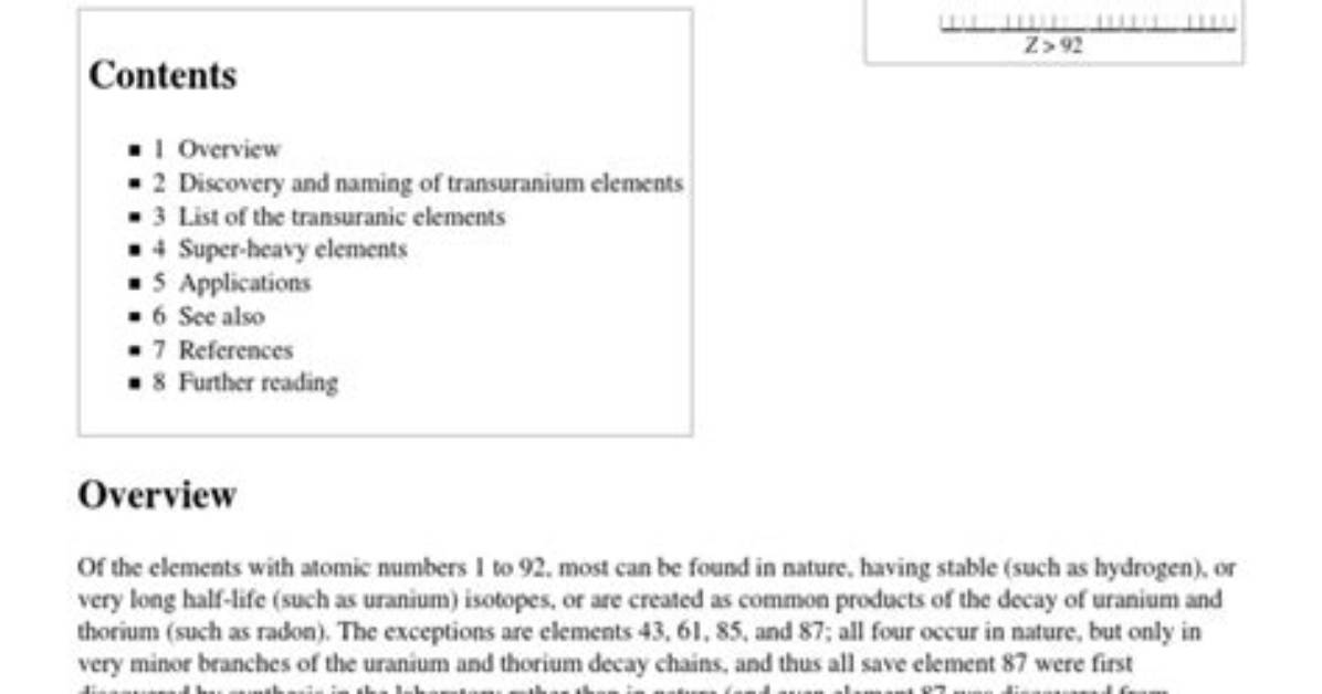 Definitions of Transuranium Element - Onelook