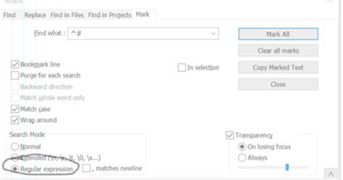 Delete All Lines Starting with # Or; in Notepad++