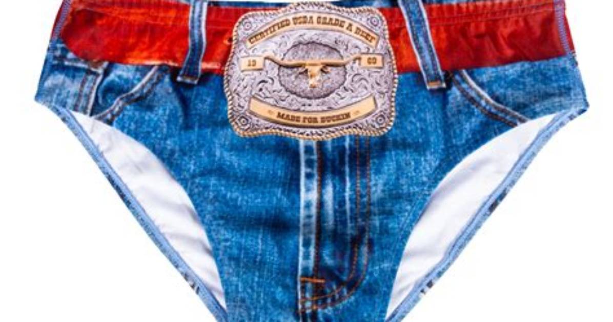 Denim Speedo Bathing Suits Exist and We Don't Know How to Feel