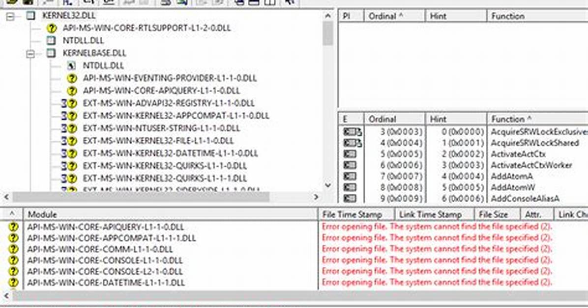 Dependency Walker with Kernel32. Dll on Windows 10