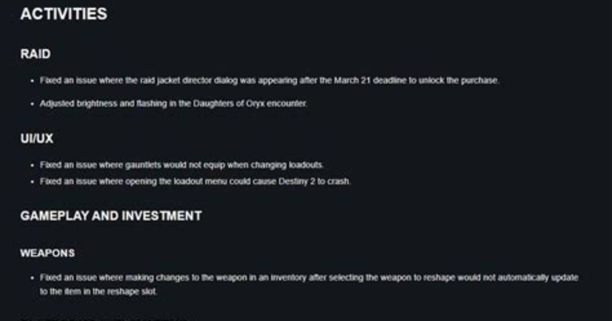 Destiny 2 Hotfix 7.0.5.2 Scheduled Maintenance, Notes, and More