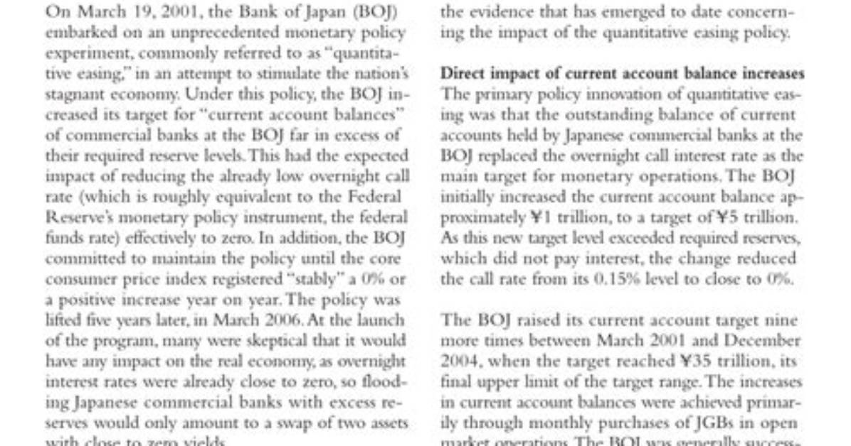 Did Quantitative Easing Work in Japan?