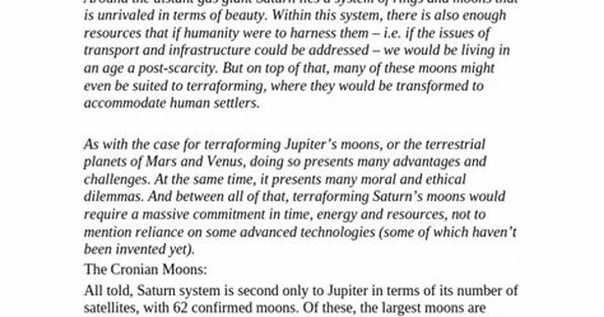 Did the Traveler Terraform Saturn?