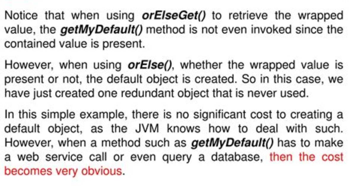 Difference Between `Optional. orElse()` and `Optional. orElseGet()`