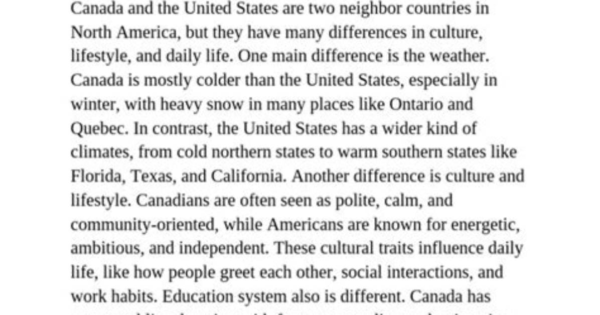 Differences Between America & Canada