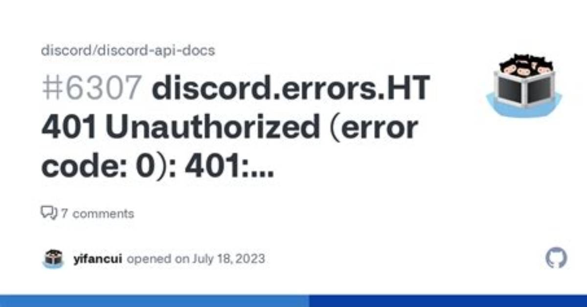 Discord Api 401: Unauthorized Error