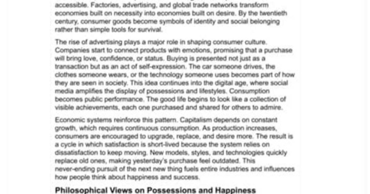 Do Material Possessions Bring Happiness?