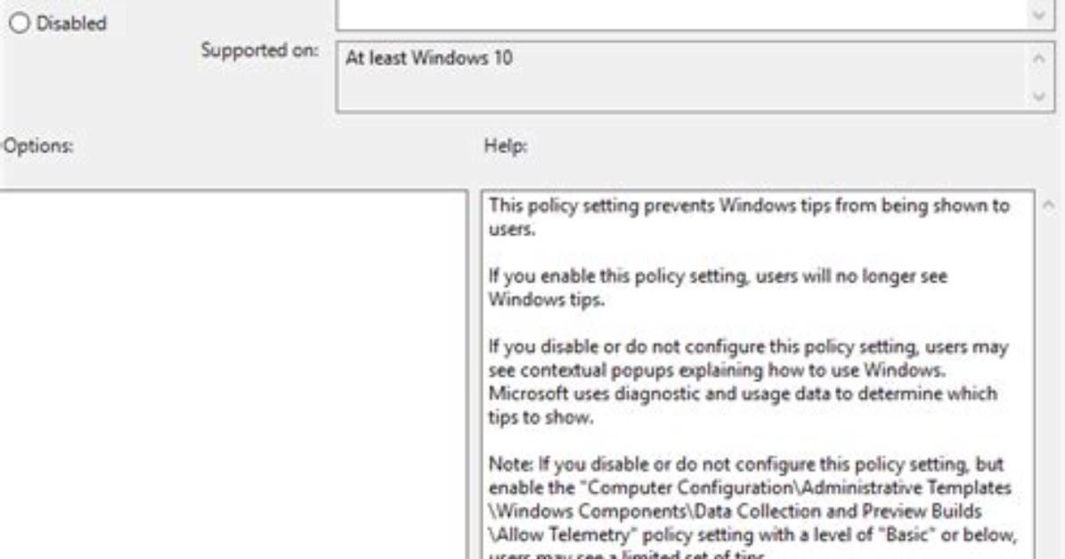 Do Not Show Windows Tips Gpo?
